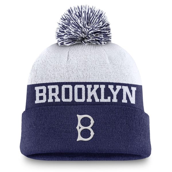 Los Angeles Dodgers Hats Shop – mens brooklyn dodgers nike navywhite peak rewind cuffed knit hat with pom Cap for True Fans