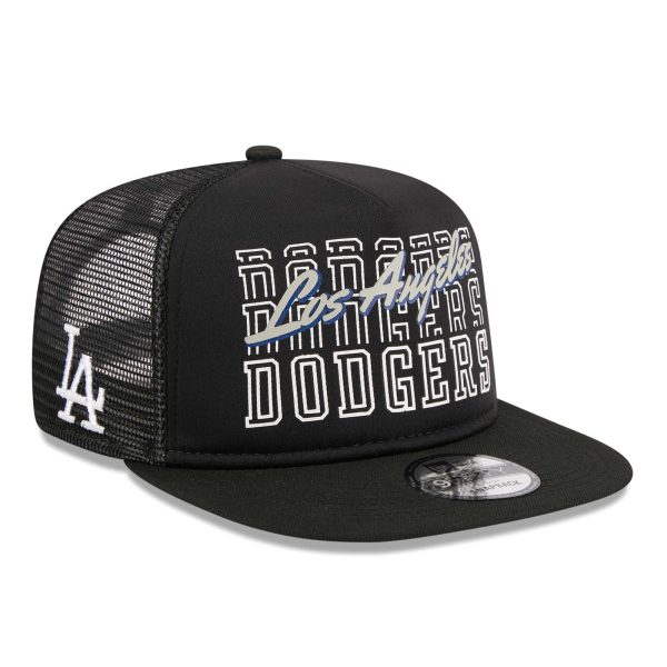 Los Angeles Dodgers Hats Shop – mens los angeles dodgers new era black street team a-frame trucker 9fifty snapback hat Cap for True Fans
